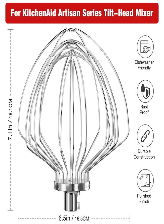 XINCAN KN211WW Stainless Steel 11-Wire Whip Attachment for KitchenAid Bowl-Lift Mixer 7 Quart Bowl, Stainless Steel Whisk Replacement for Kitchen Aid Mixer, Dishwasher Safe, Egg Heavy Cream Beater. - Image 4